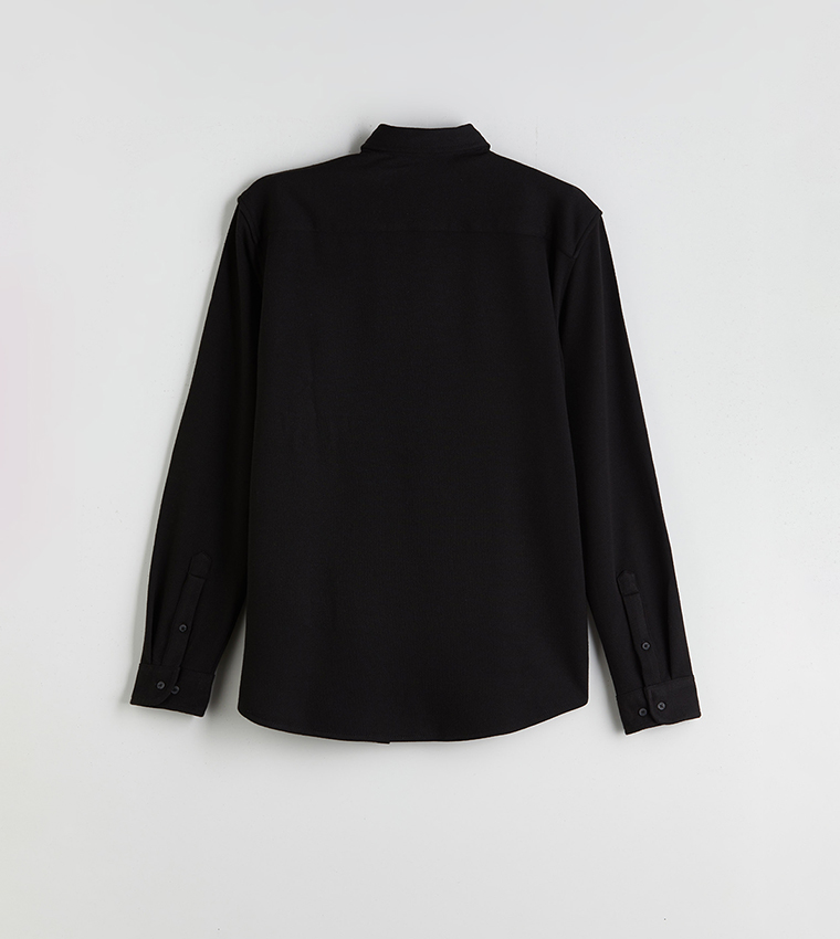 قميص رجالي كاجوال سادة كم طويل