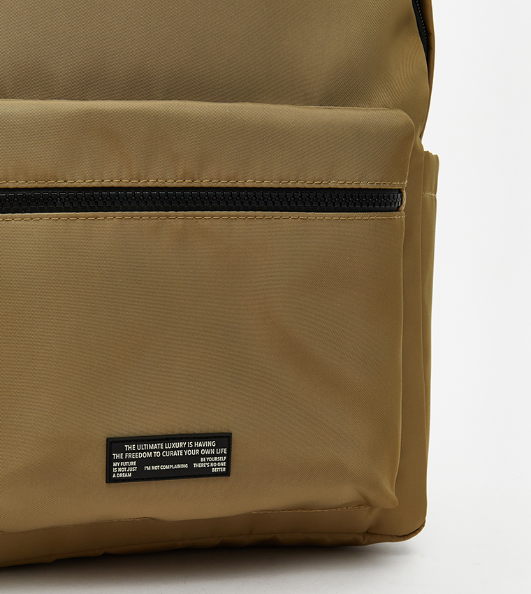 Badge Detail Zippered Backpack