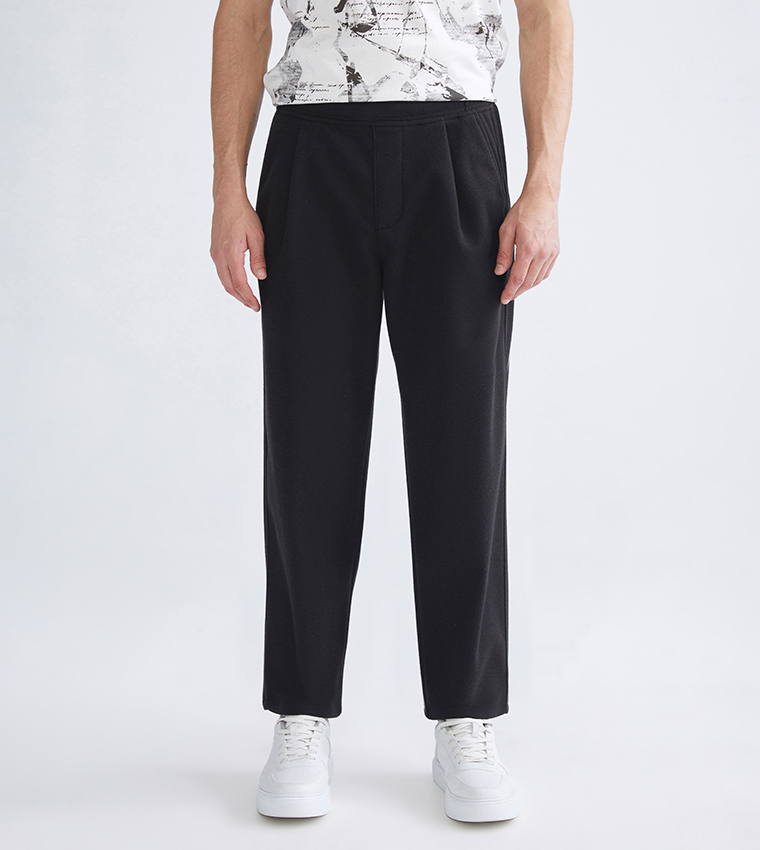 Solid Mid-Rise Casual Trousers