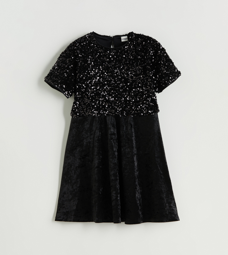 فستان فلير ترتر بياقة مستديرة 