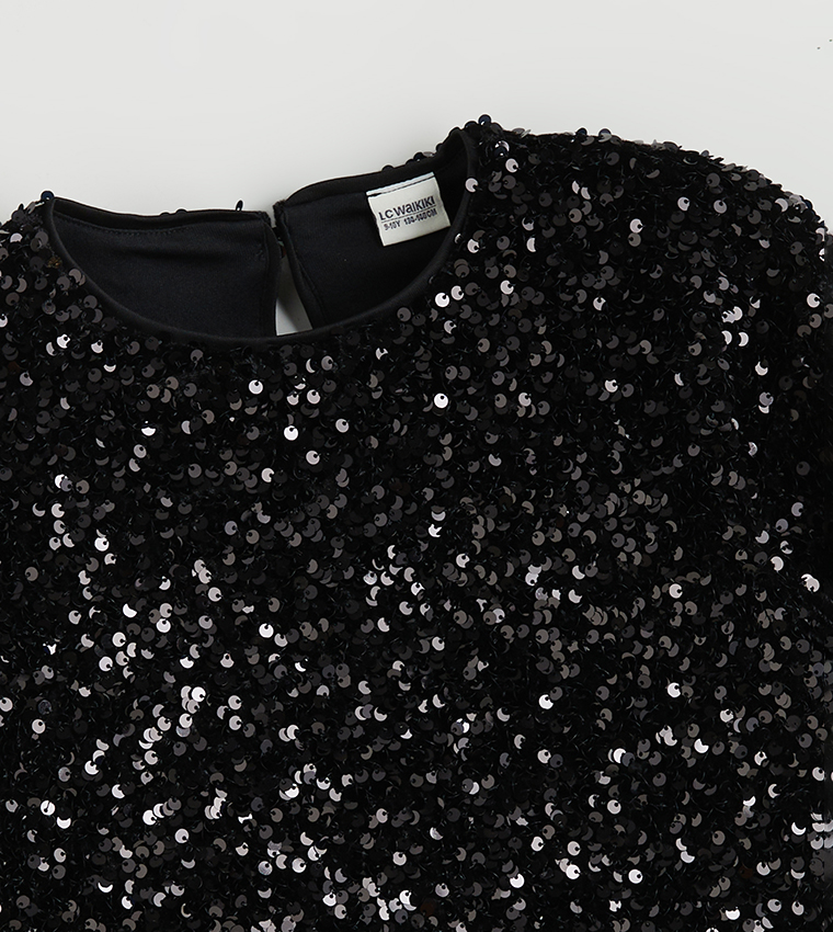 فستان فلير ترتر بياقة مستديرة 