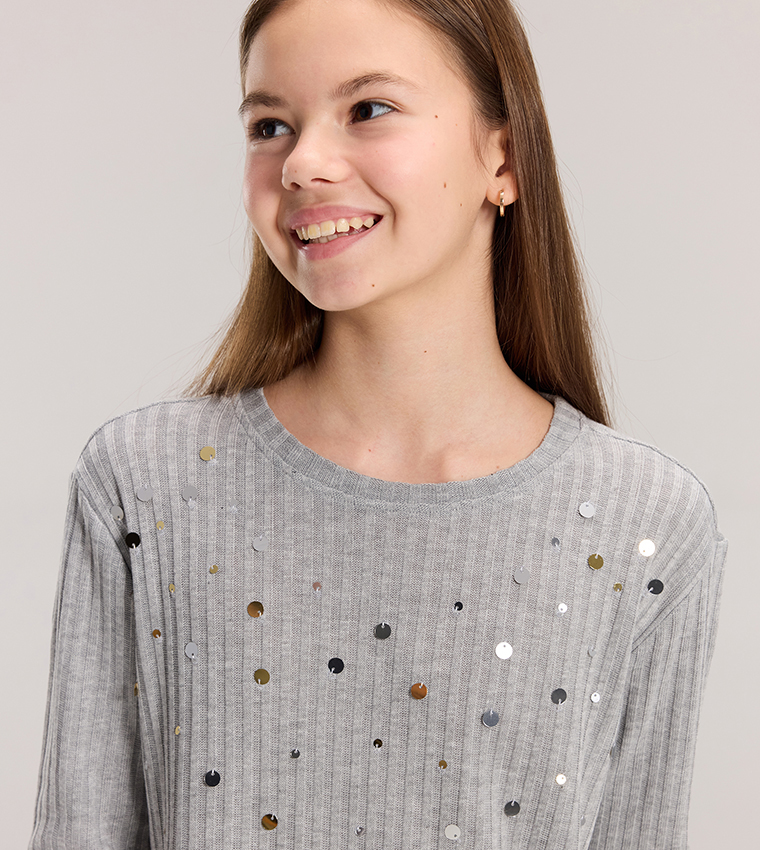 Sequined Long Sleeves T-Shirt