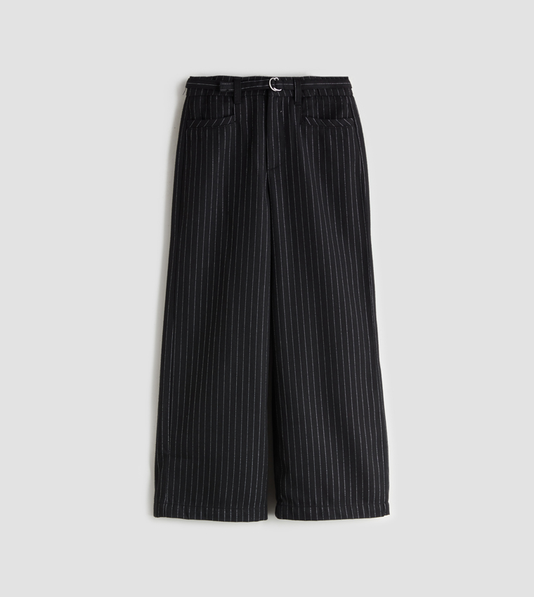 Striped Woven Wide Leg Trousers