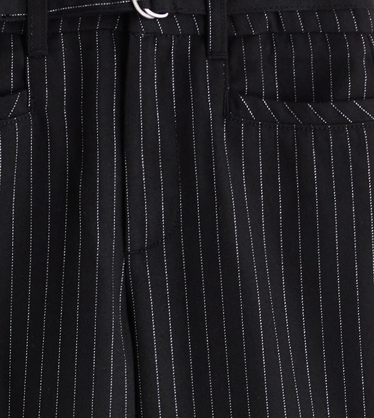 Striped Woven Wide Leg Trousers