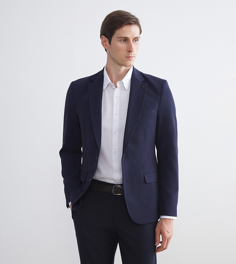 Solid Long Sleeves Slim Fit Blazer