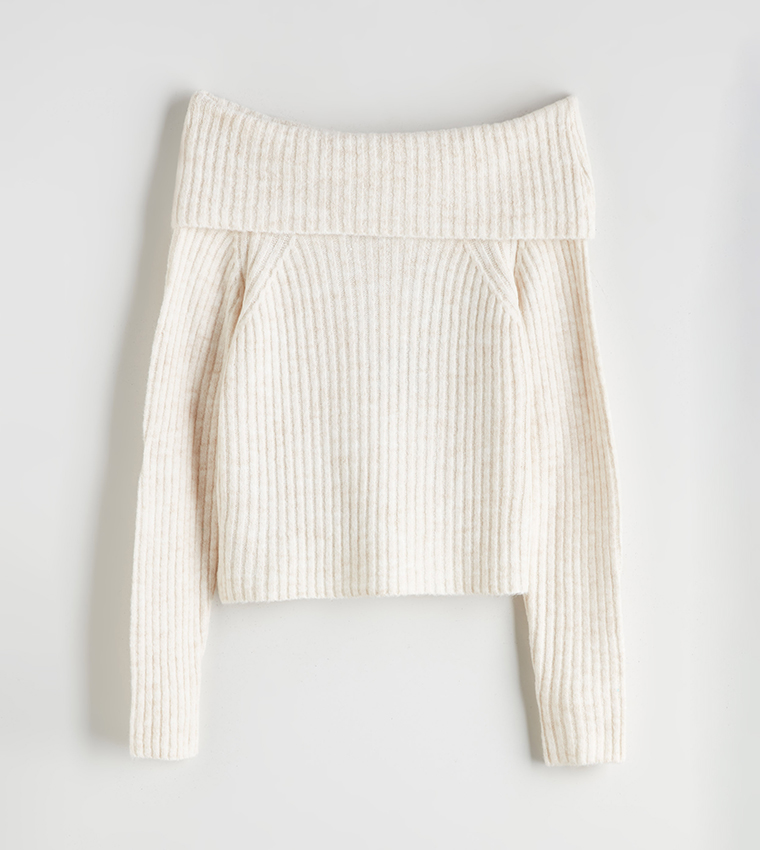 Knitted Off Shoulder Sweater Top