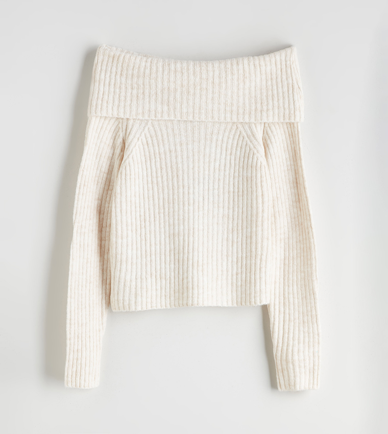 Knitted Off Shoulder Sweater Top