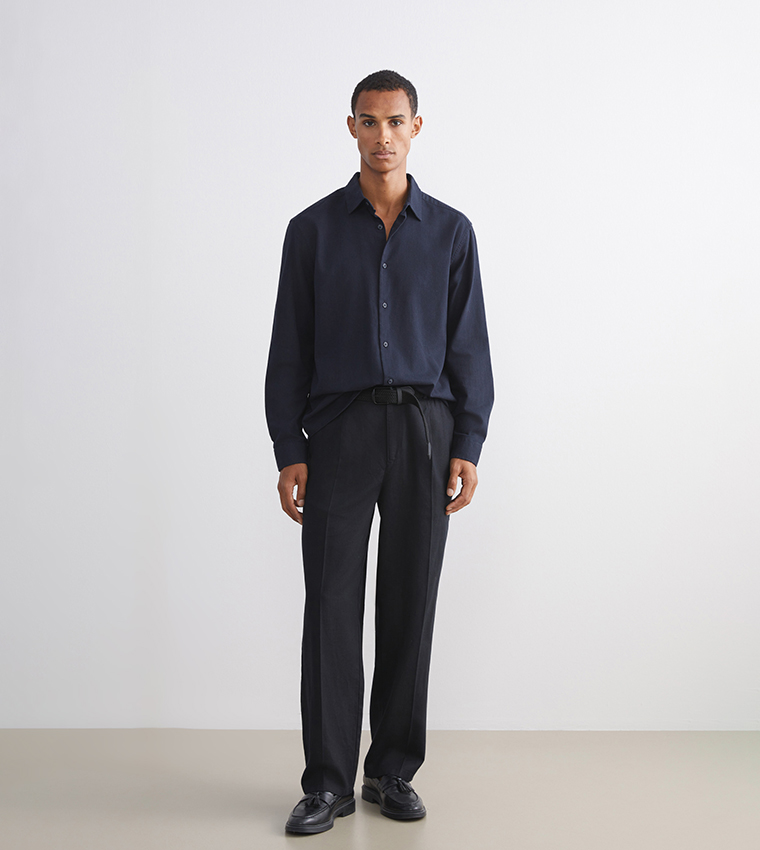 Regular Fit Long Sleeves Gabardine Shirt