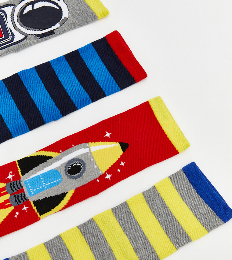 Pack of 7 Patterned Crew Socks