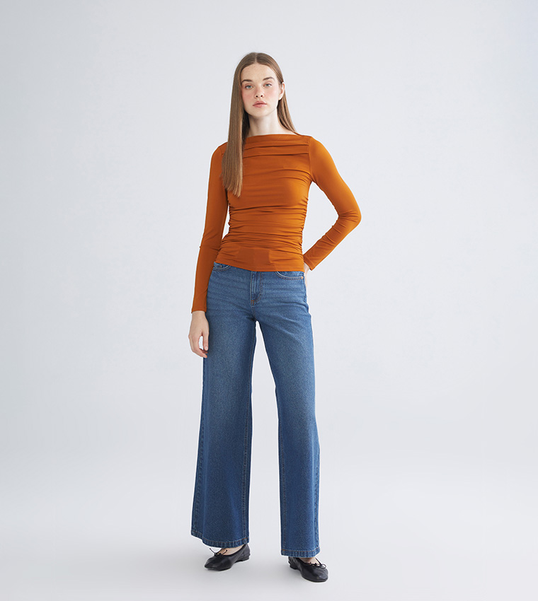 Washed High Waist Wide Leg Jeans