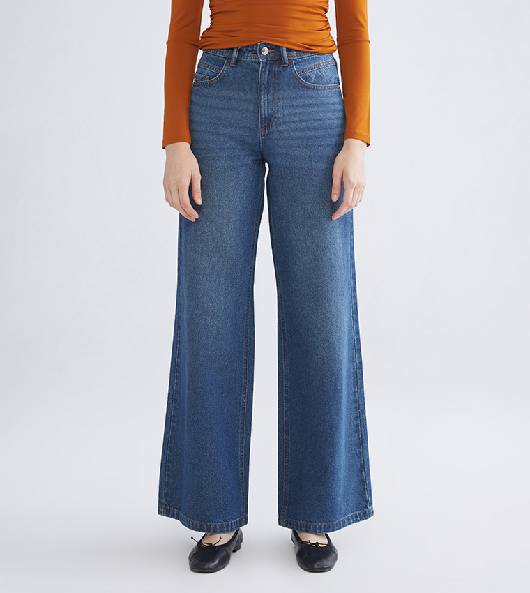 Washed High Waist Wide Leg Jeans