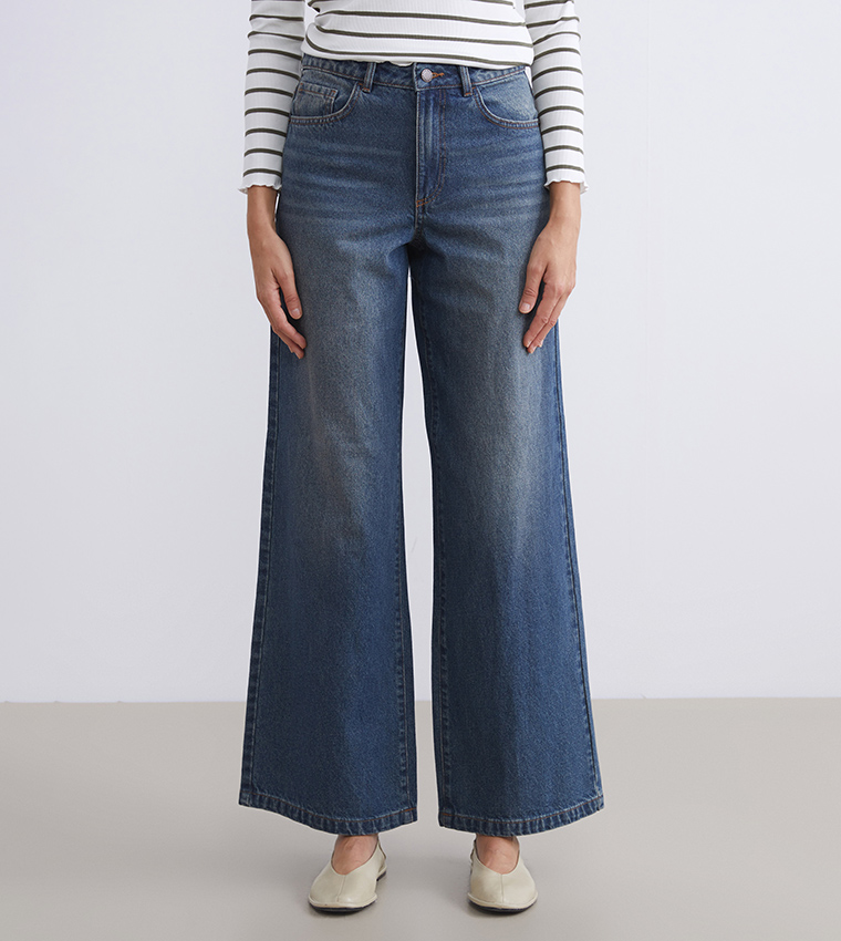 Washed High Waist Wide Leg Jeans