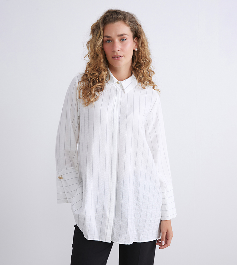 Striped Long Sleeves Tunic Shirt