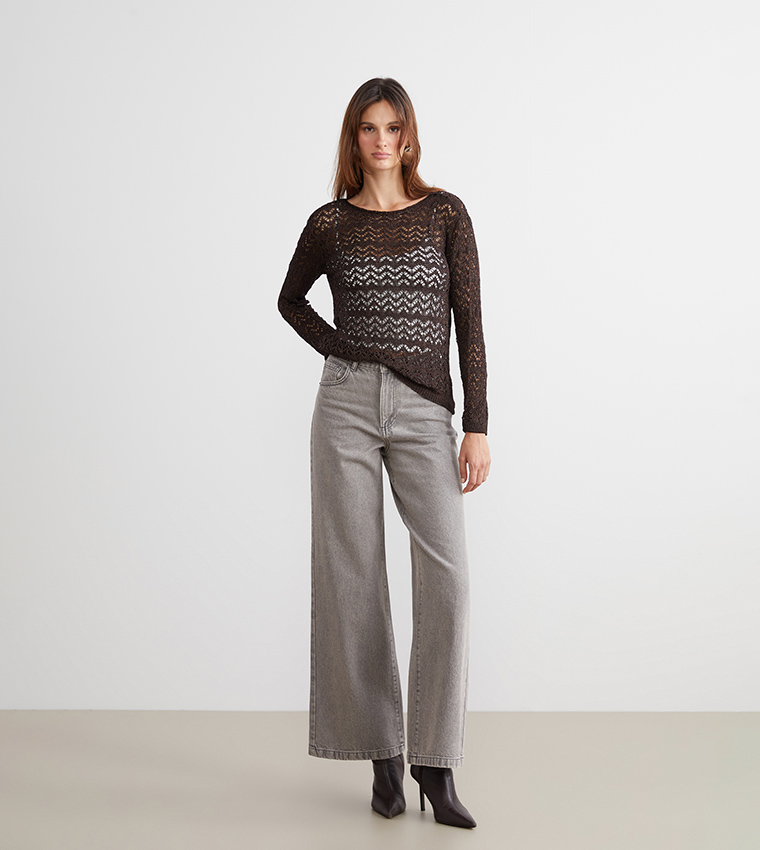 Washed High Waist Wide Leg Jeans