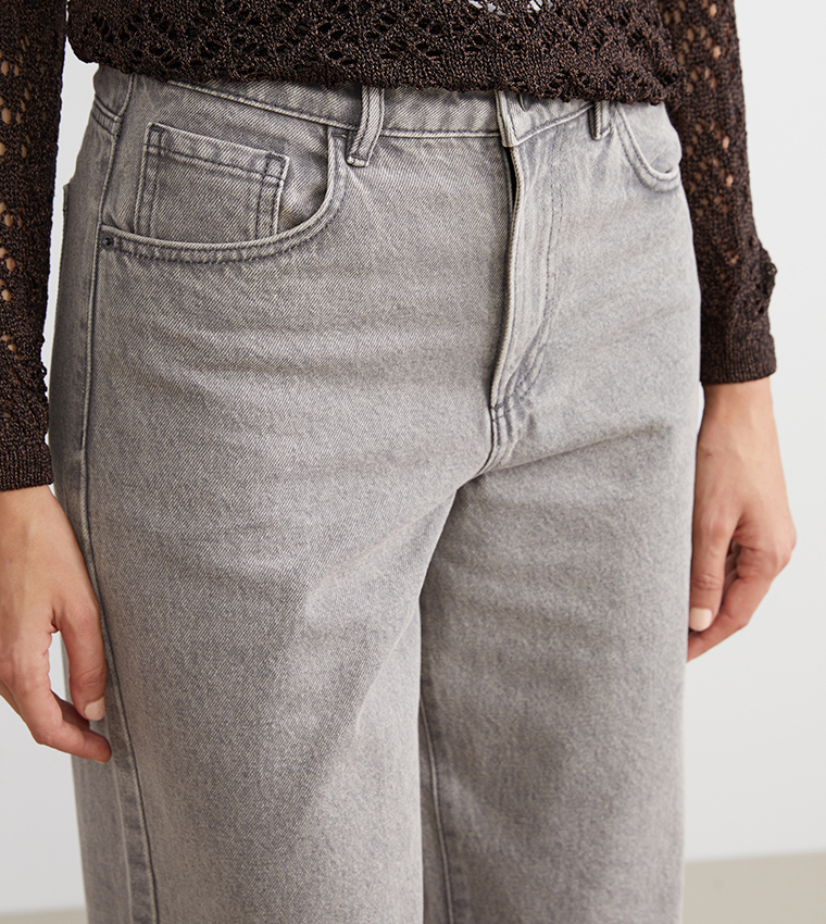 Washed High Waist Wide Leg Jeans