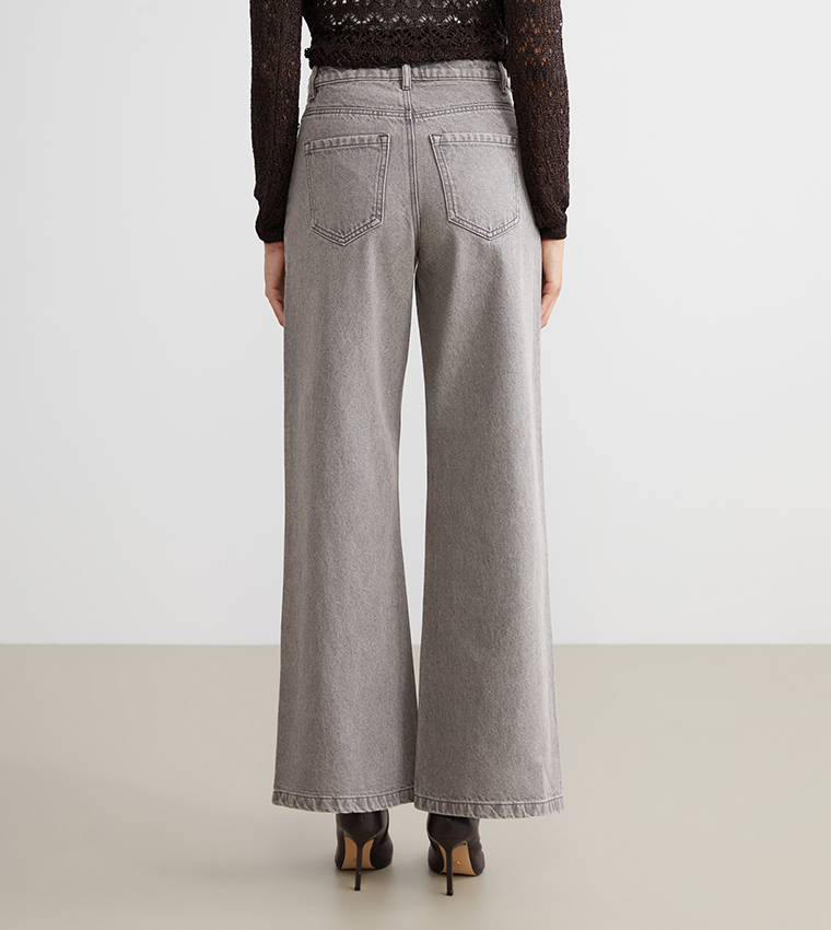 Washed High Waist Wide Leg Jeans