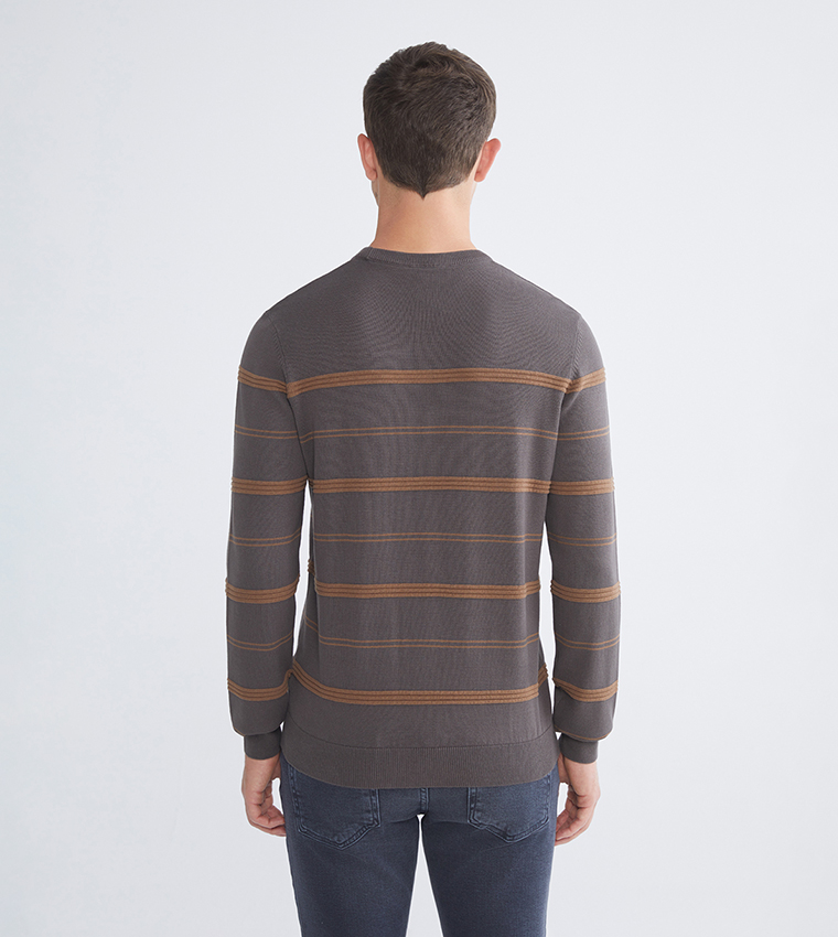 CLASSIC Striped Crew Neck Knit Sweater