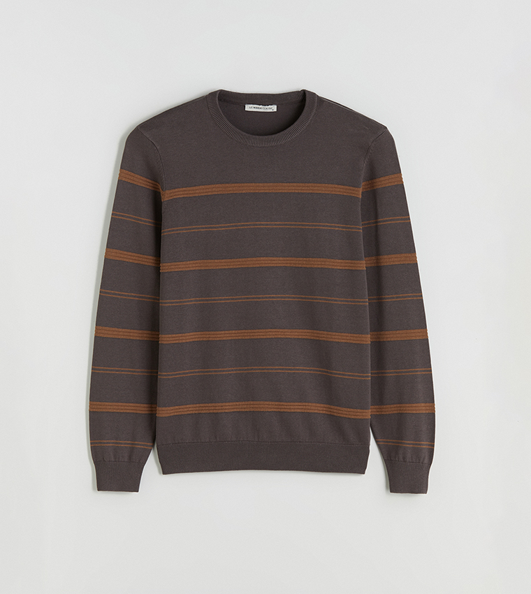 CLASSIC Striped Crew Neck Knit Sweater