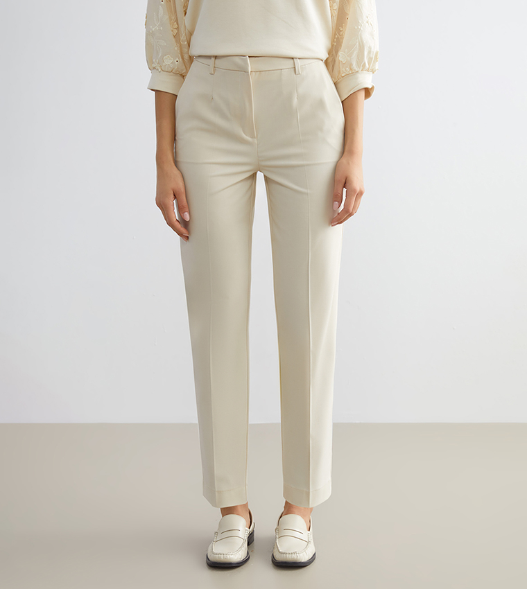 Washed Slim Fit Cigarette Trousers