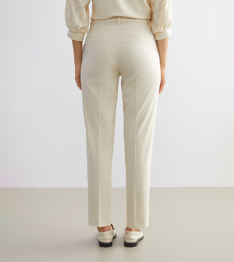 Washed Slim Fit Cigarette Trousers