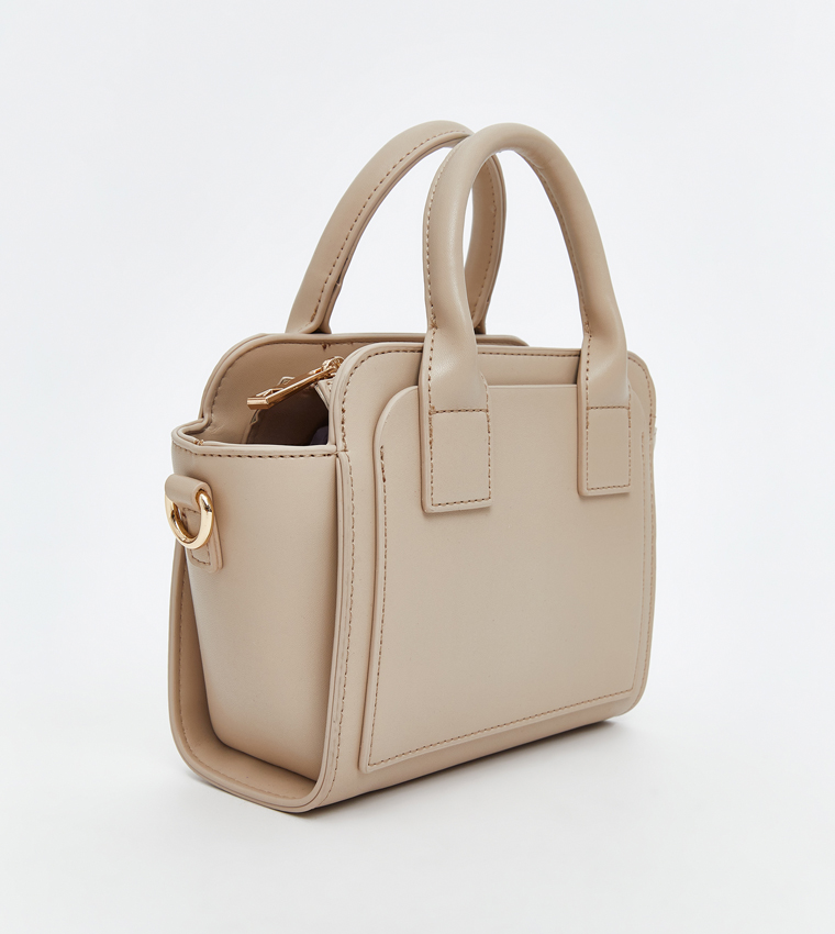 Solid Zippered Mini Tote Bag