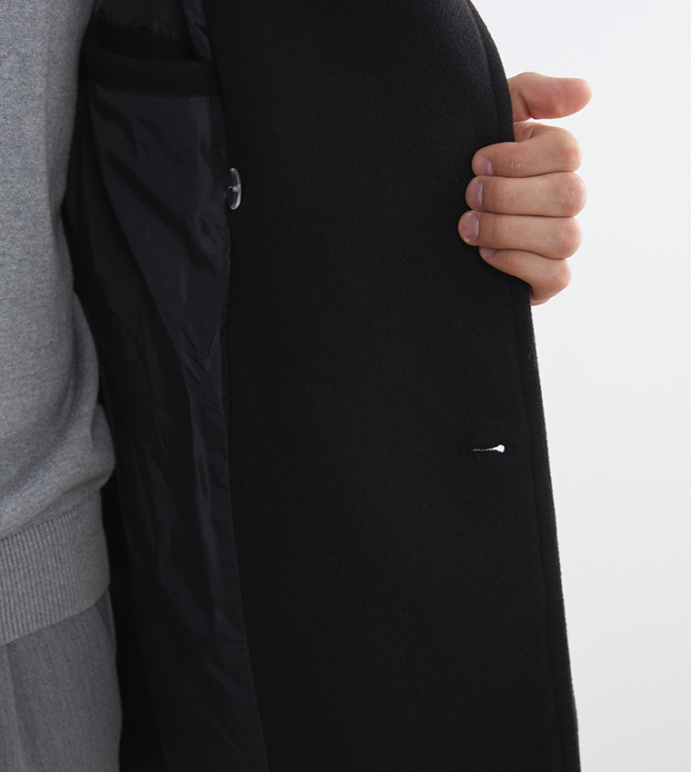 VISION Solid Double Breasted Coat