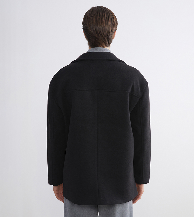 VISION Solid Double Breasted Coat