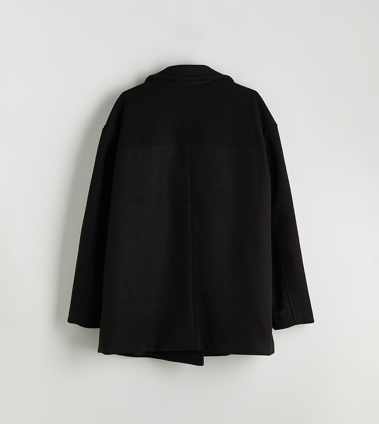 VISION Solid Double Breasted Coat