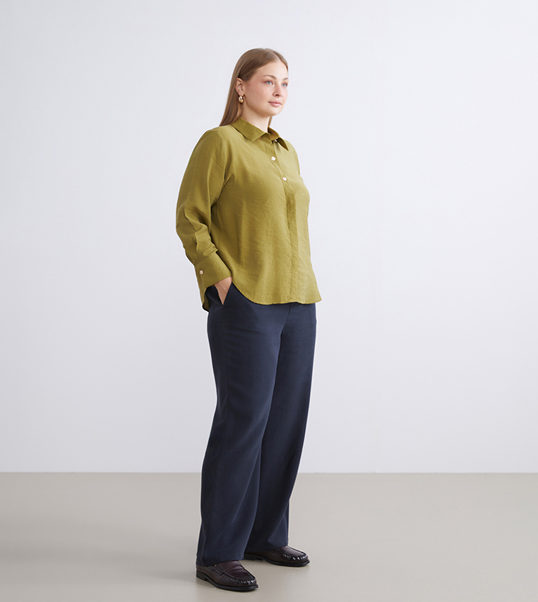 قميص مزيج مودال كم طويل 