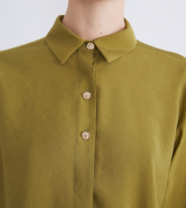 قميص مزيج مودال كم طويل 