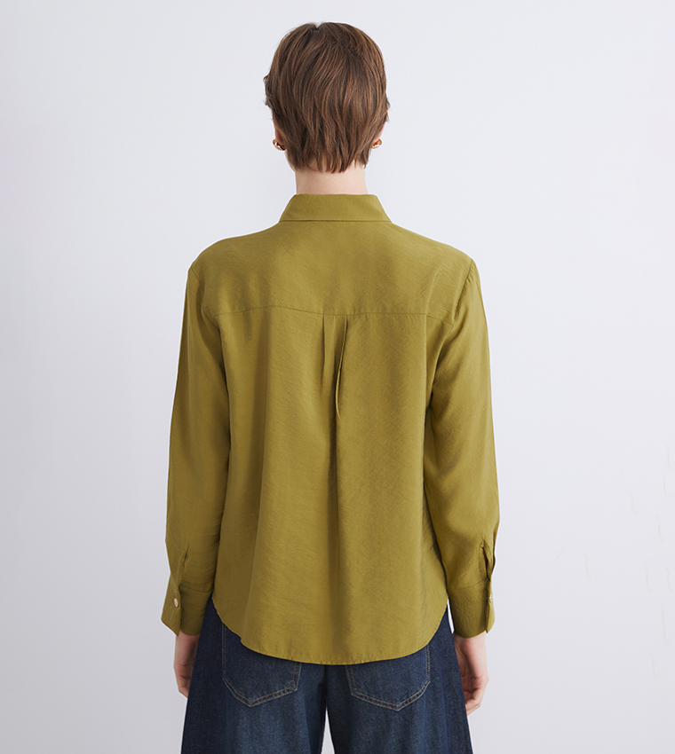 قميص مزيج مودال كم طويل 