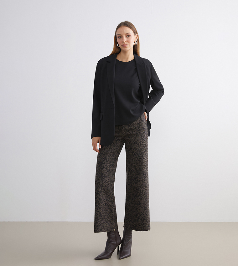 Leopard Print Wide Leg Jeans