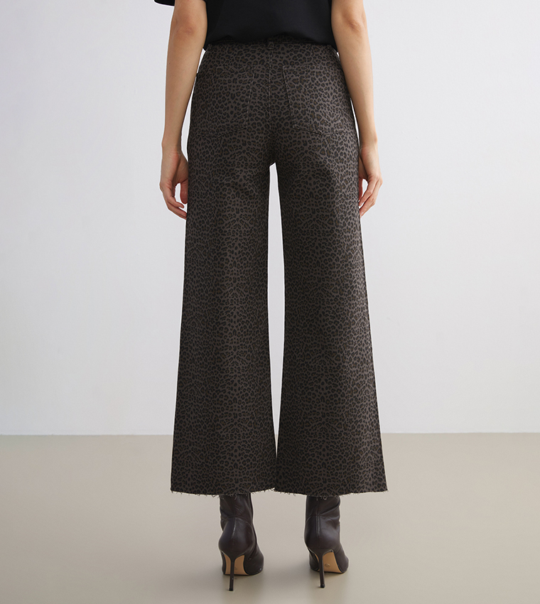 Leopard Print Wide Leg Jeans