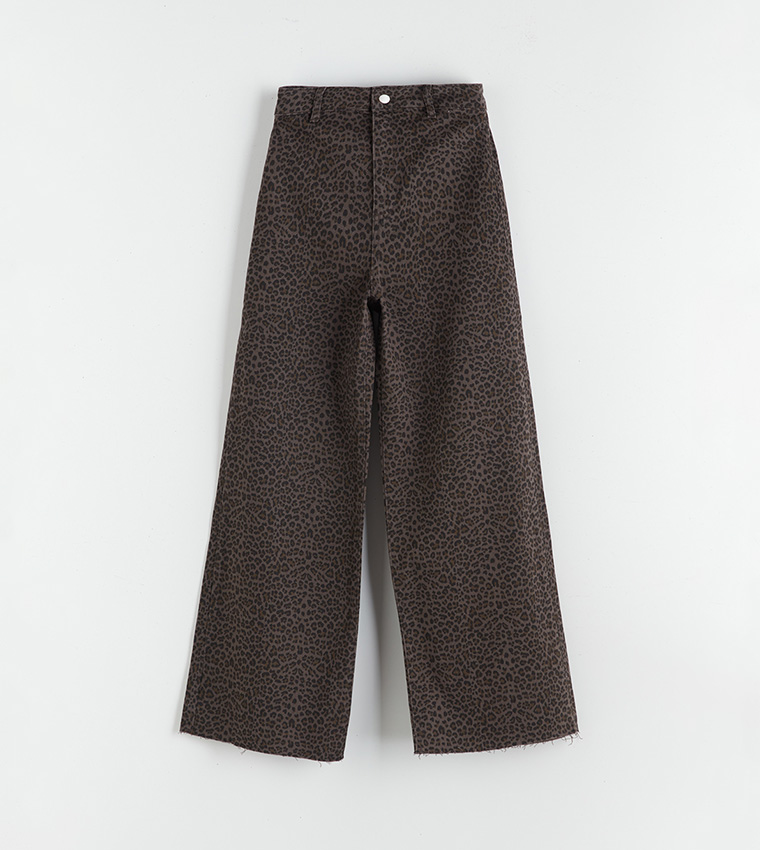 Leopard Print Wide Leg Jeans