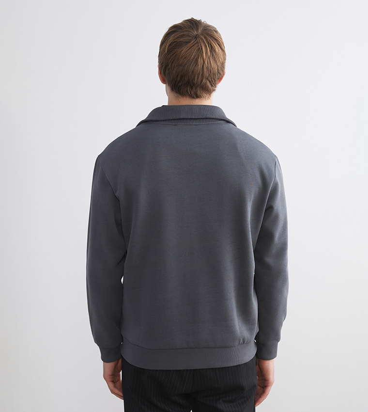 Half Zippered Long Sleeves Sweatshirt