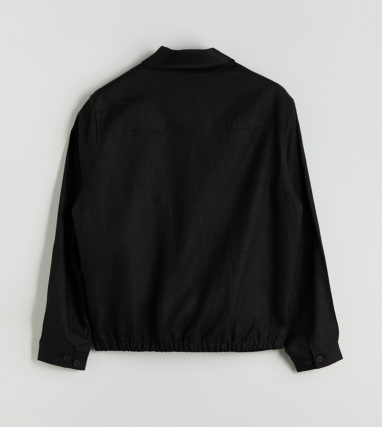 Solid Long Sleeves Collared Neck Jacket