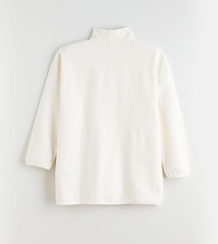 Solid High Neck Polar Sweatshirt Tunic