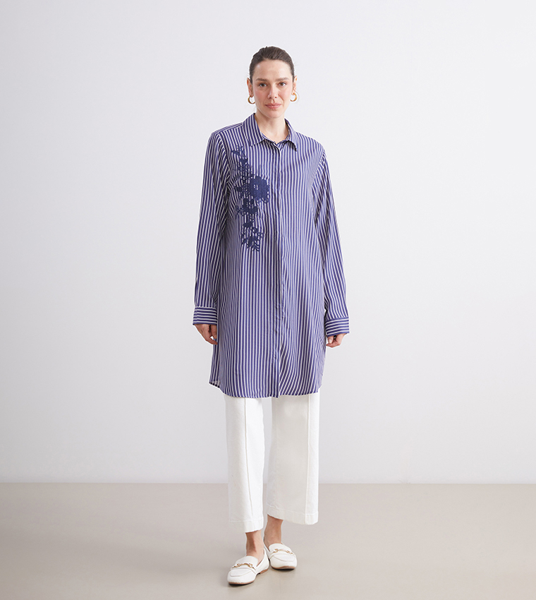 Striped Long Sleeves Tunic Shirt