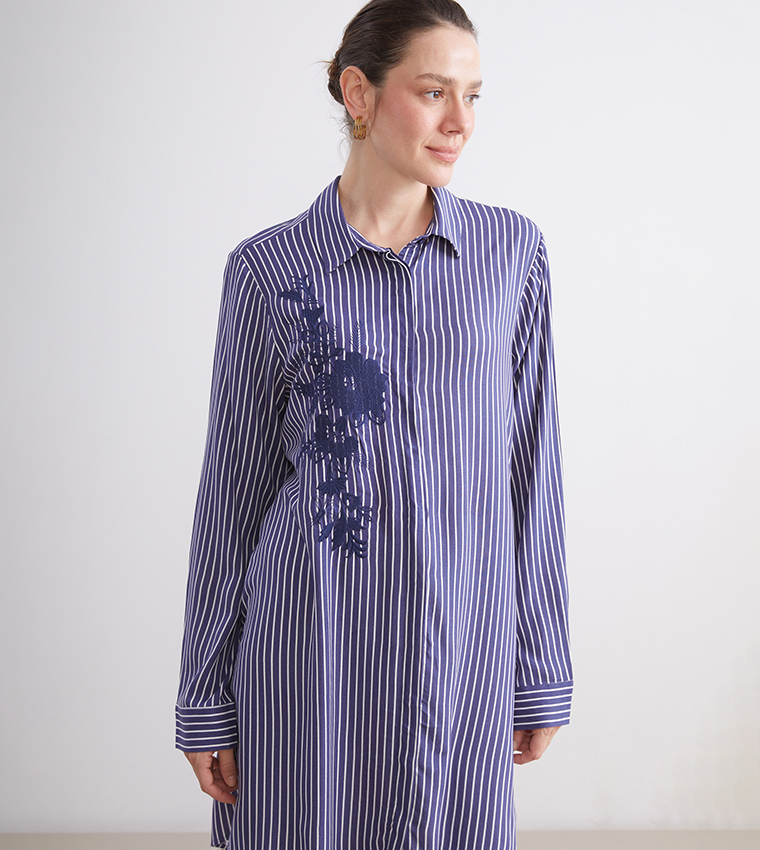 Striped Long Sleeves Tunic Shirt