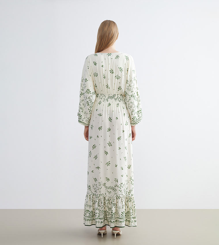 Printed Long Sleeves Maxi Dress