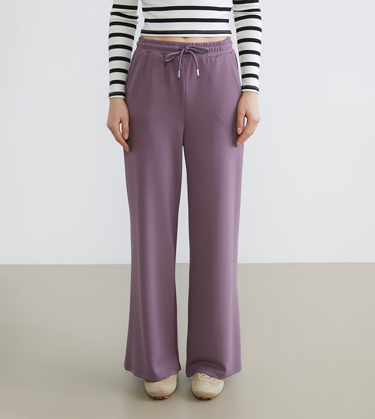 بنطلون رياضة نسائية سادة بخصر مرن