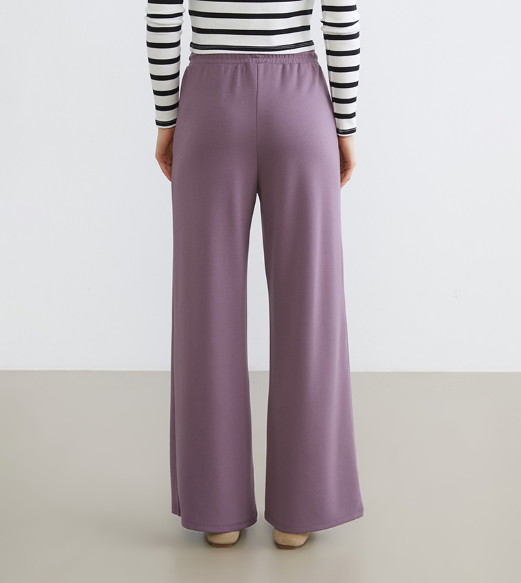 بنطلون رياضة نسائية سادة بخصر مرن