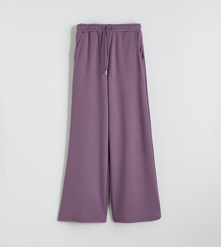 بنطلون رياضة نسائية سادة بخصر مرن