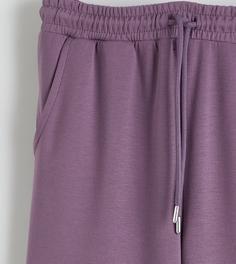 بنطلون رياضة نسائية سادة بخصر مرن