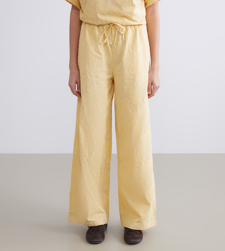 Jacquard Elastic Waist Pants