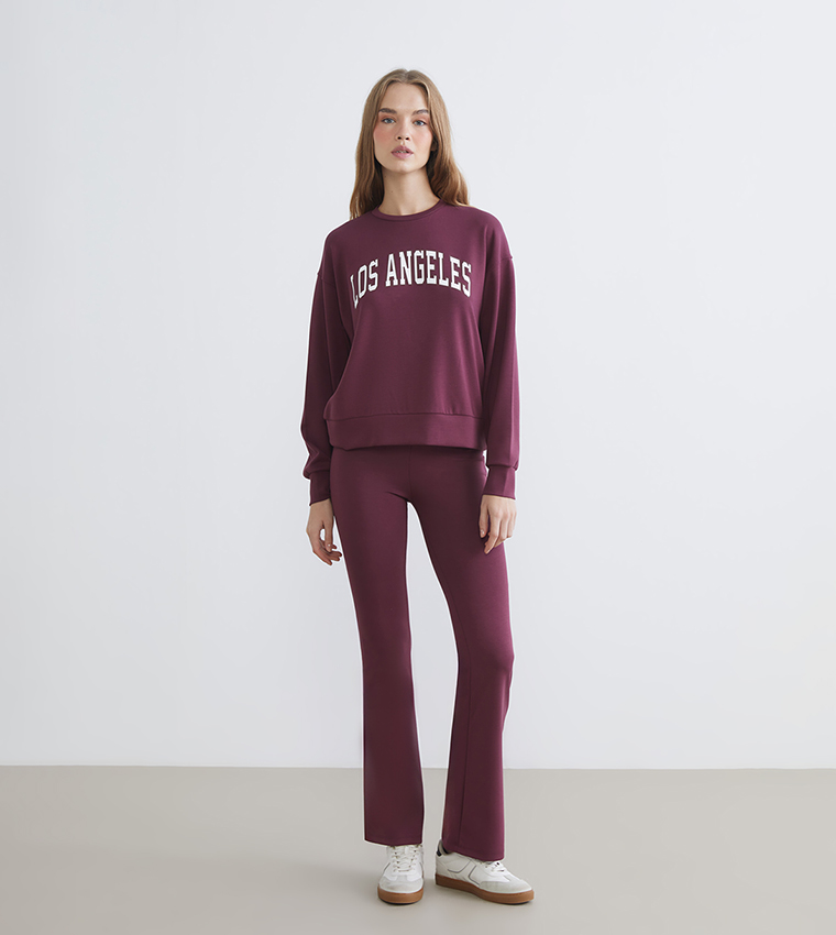 بنطال رياضي نسائي سادة بخصر مرن 