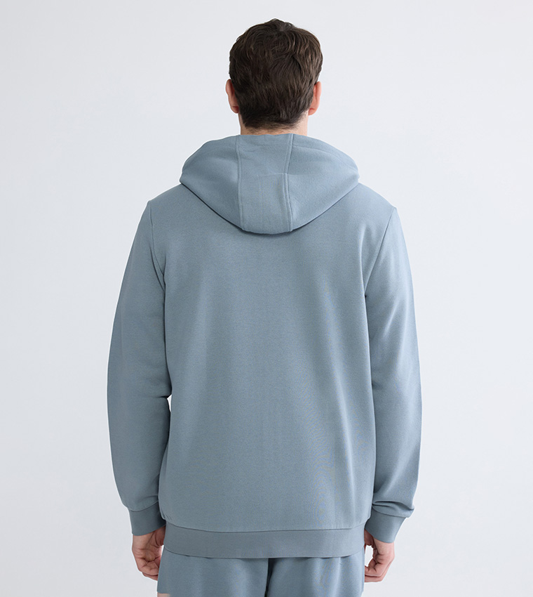 Solid Hooded Zip Through Jacket