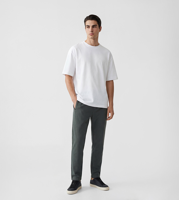 Elastic Waist Slim Fit Thick Sweatpants