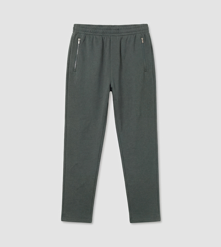 Elastic Waist Slim Fit Thick Sweatpants