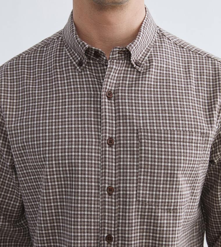 Plaid Long Sleeves Gabardine Shirt